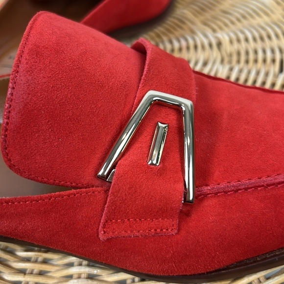 Aquatalia Mules Loafer Slip On Leather Suede Orange Buckle 7.5 - Picture 6 of 12